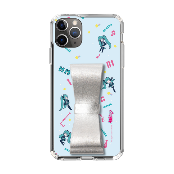 Slim Protection Case - STAND & RING RIBBON Silver［ HATSUNE MIKU - Ribbon - Instrumental - Blue ］