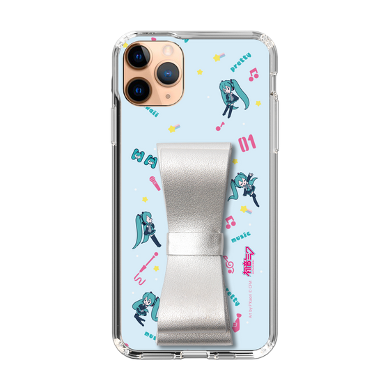 Slim Protection Case - STAND & RING RIBBON Silver［ HATSUNE MIKU - Ribbon - Instrumental - Blue ］
