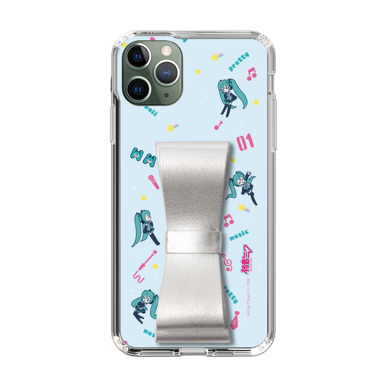 Slim Protection Case - STAND & RING RIBBON Silver［ HATSUNE MIKU - Ribbon - Instrumental - Blue ］