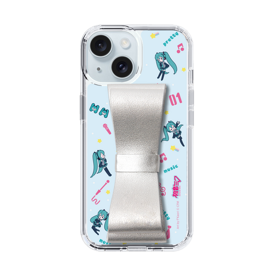 Slim Protection Case - STAND & RING RIBBON Silver［ HATSUNE MIKU - Ribbon - Instrumental - Blue ］