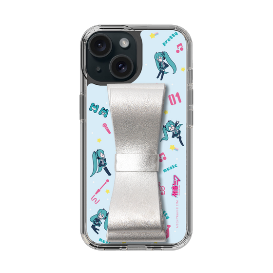 Slim Protection Case - STAND & RING RIBBON Silver［ HATSUNE MIKU - Ribbon - Instrumental - Blue ］