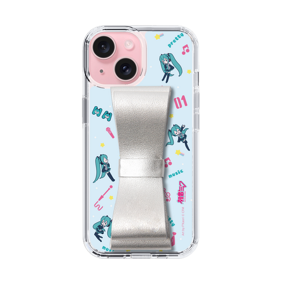 Slim Protection Case - STAND & RING RIBBON Silver［ HATSUNE MIKU - Ribbon - Instrumental - Blue ］
