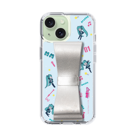 Slim Protection Case - STAND & RING RIBBON Silver［ HATSUNE MIKU - Ribbon - Instrumental - Blue ］