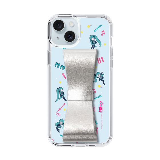 Slim Protection Case - STAND & RING RIBBON Silver［ HATSUNE MIKU - Ribbon - Instrumental - Blue ］