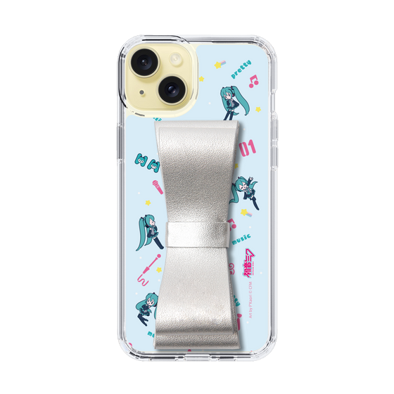 Slim Protection Case - STAND & RING RIBBON Silver［ HATSUNE MIKU - Ribbon - Instrumental - Blue ］