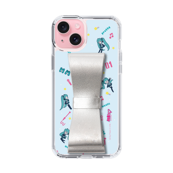 Slim Protection Case - STAND & RING RIBBON Silver［ HATSUNE MIKU - Ribbon - Instrumental - Blue ］