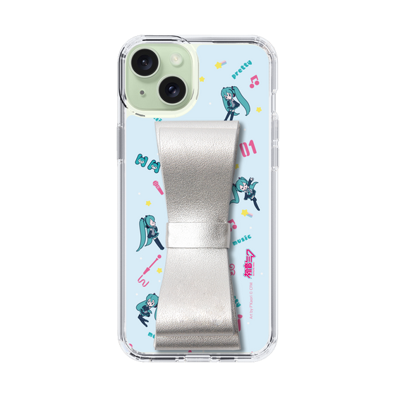 Slim Protection Case - STAND & RING RIBBON Silver［ HATSUNE MIKU - Ribbon - Instrumental - Blue ］