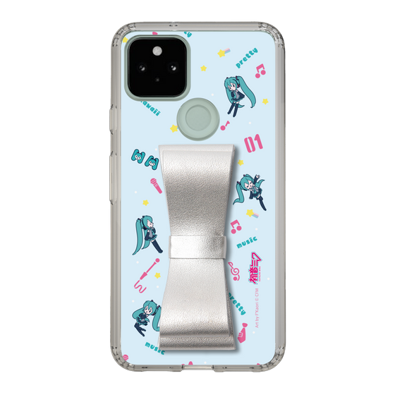 Slim Protection Case - STAND & RING RIBBON Silver［ HATSUNE MIKU - Ribbon - Instrumental - Blue ］