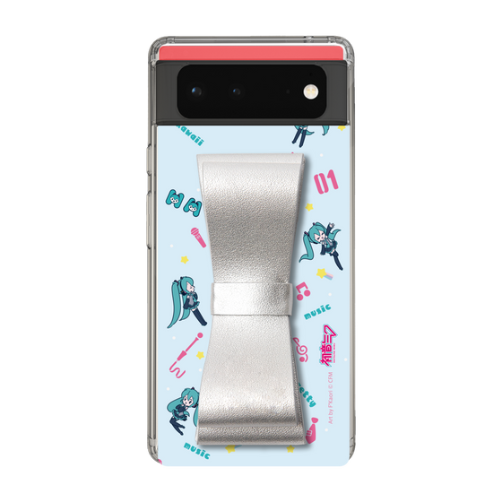 Slim Protection Case - STAND & RING RIBBON Silver［ HATSUNE MIKU - Ribbon - Instrumental - Blue ］