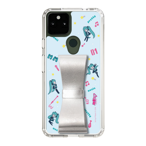 Slim Protection Case - STAND & RING RIBBON Silver［ HATSUNE MIKU - Ribbon - Instrumental - Blue ］