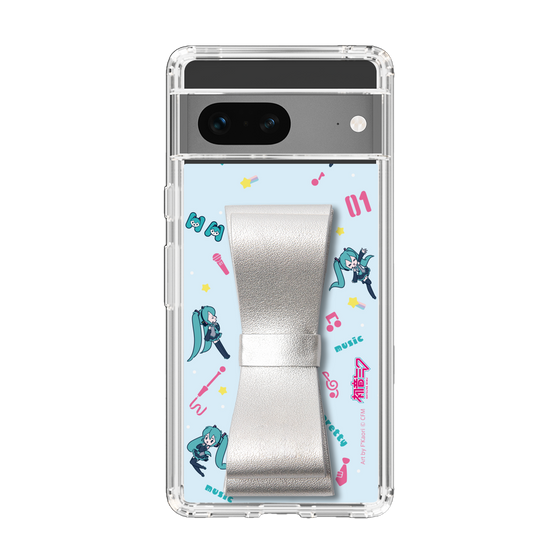Slim Protection Case - STAND & RING RIBBON Silver［ HATSUNE MIKU - Ribbon - Instrumental - Blue ］