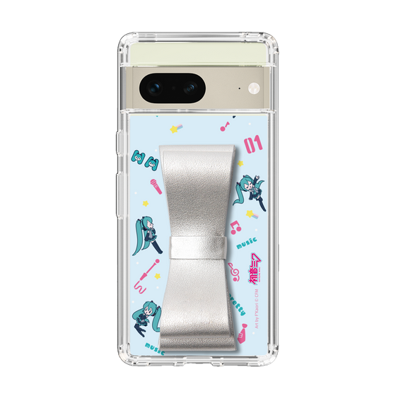 Slim Protection Case - STAND & RING RIBBON Silver［ HATSUNE MIKU - Ribbon - Instrumental - Blue ］