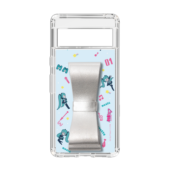 Slim Protection Case - STAND & RING RIBBON Silver［ HATSUNE MIKU - Ribbon - Instrumental - Blue ］