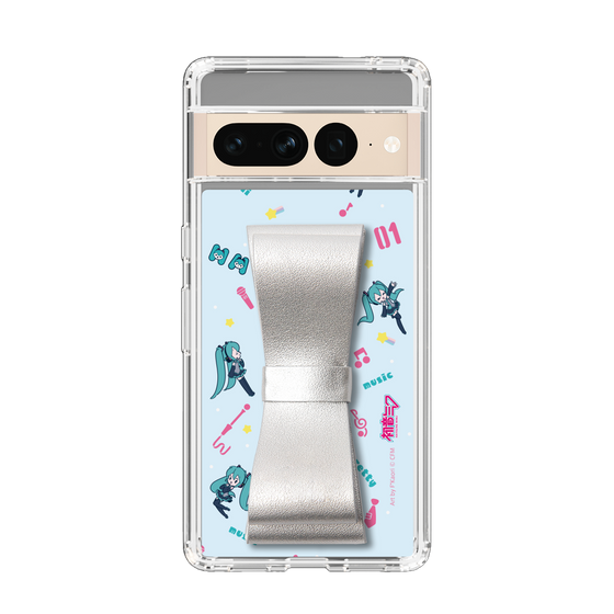 Slim Protection Case - STAND & RING RIBBON Silver［ HATSUNE MIKU - Ribbon - Instrumental - Blue ］