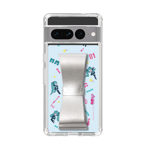 Slim Protection Case - STAND & RING RIBBON Silver［ HATSUNE MIKU - Ribbon - Instrumental - Blue ］
