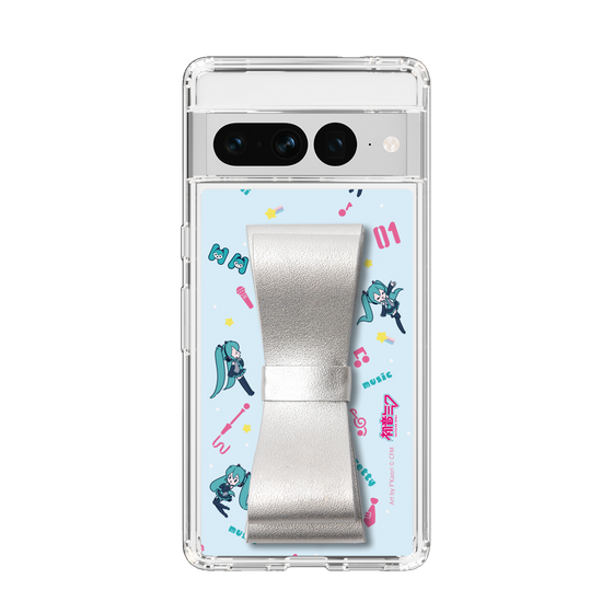 Slim Protection Case - STAND & RING RIBBON Silver［ HATSUNE MIKU - Ribbon - Instrumental - Blue ］