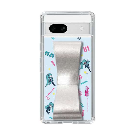Slim Protection Case - STAND & RING RIBBON Silver［ HATSUNE MIKU - Ribbon - Instrumental - Blue ］