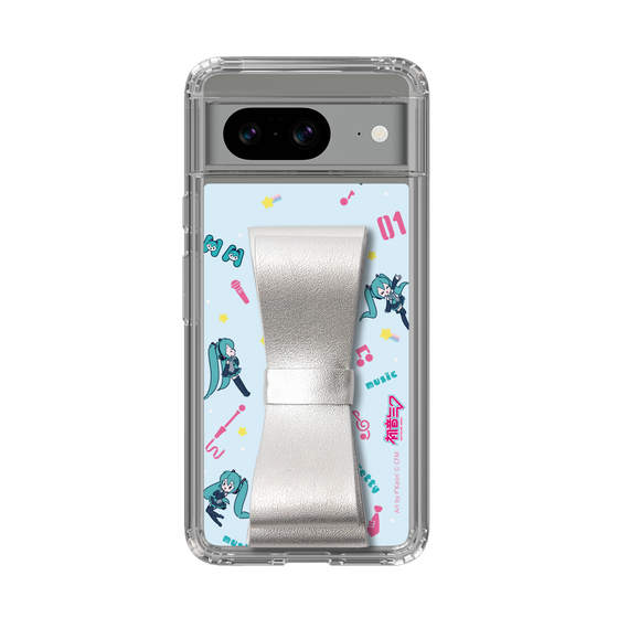 Slim Protection Case - STAND & RING RIBBON Silver［ HATSUNE MIKU - Ribbon - Instrumental - Blue ］