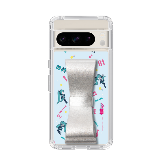 Slim Protection Case - STAND & RING RIBBON Silver［ HATSUNE MIKU - Ribbon - Instrumental - Blue ］