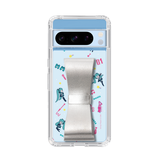 Slim Protection Case - STAND & RING RIBBON Silver［ HATSUNE MIKU - Ribbon - Instrumental - Blue ］