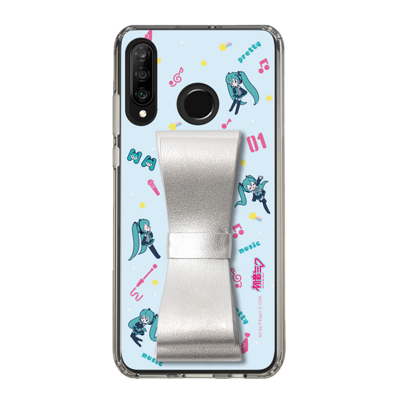Slim Protection Case - STAND & RING RIBBON Silver［ HATSUNE MIKU - Ribbon - Instrumental - Blue ］