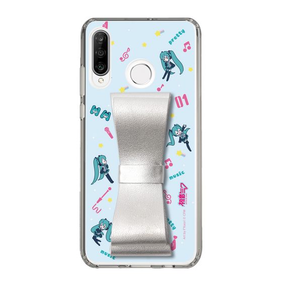 Slim Protection Case - STAND & RING RIBBON Silver［ HATSUNE MIKU - Ribbon - Instrumental - Blue ］
