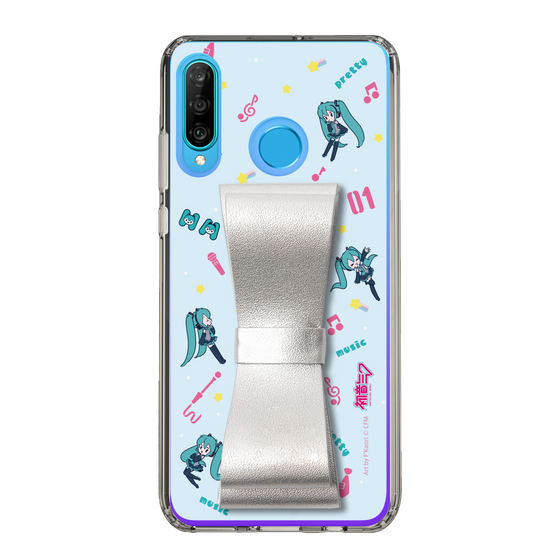 Slim Protection Case - STAND & RING RIBBON Silver［ HATSUNE MIKU - Ribbon - Instrumental - Blue ］