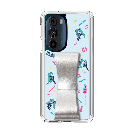 Slim Protection Case - STAND & RING RIBBON Silver［ HATSUNE MIKU - Ribbon - Instrumental - Blue ］