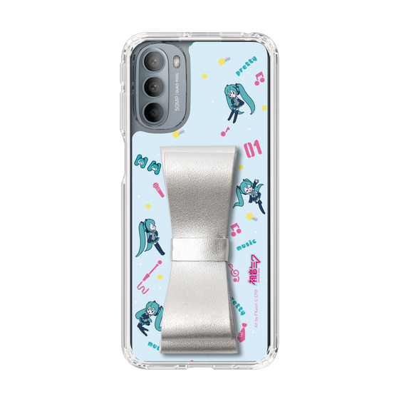 Slim Protection Case - STAND & RING RIBBON Silver［ HATSUNE MIKU - Ribbon - Instrumental - Blue ］