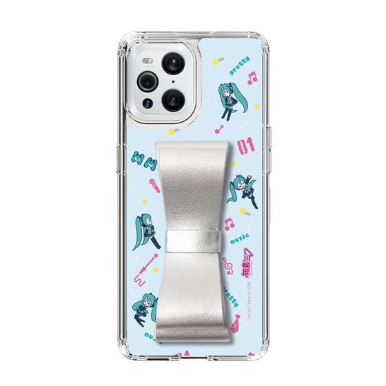 Slim Protection Case - STAND & RING RIBBON Silver［ HATSUNE MIKU - Ribbon - Instrumental - Blue ］