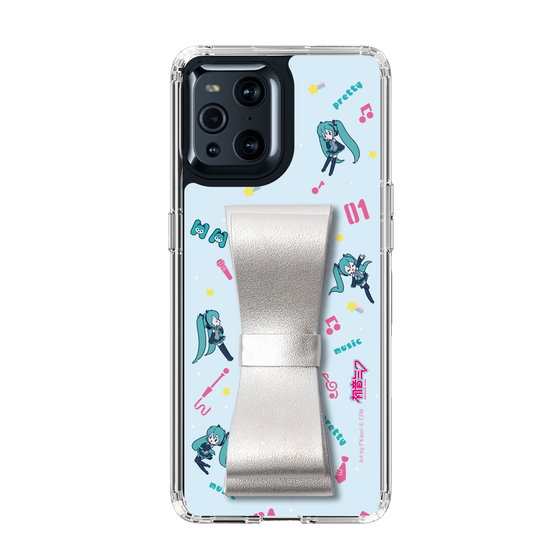 Slim Protection Case - STAND & RING RIBBON Silver［ HATSUNE MIKU - Ribbon - Instrumental - Blue ］