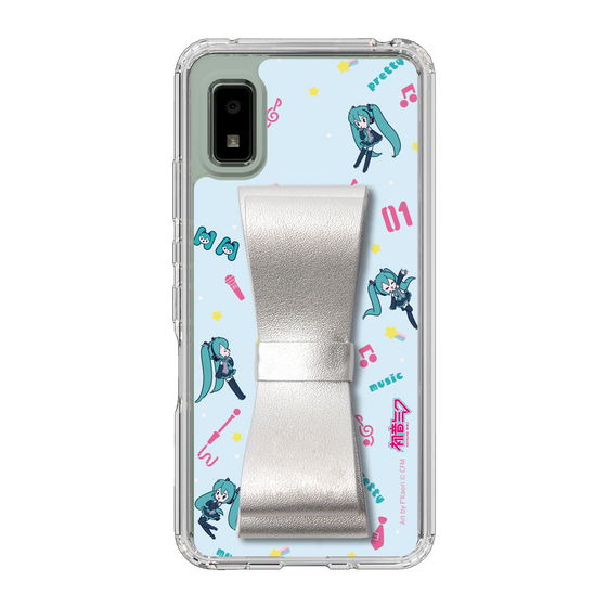 Slim Protection Case - STAND & RING RIBBON Silver［ HATSUNE MIKU - Ribbon - Instrumental - Blue ］