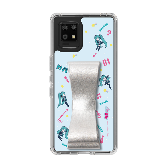 Slim Protection Case - STAND & RING RIBBON Silver［ HATSUNE MIKU - Ribbon - Instrumental - Blue ］