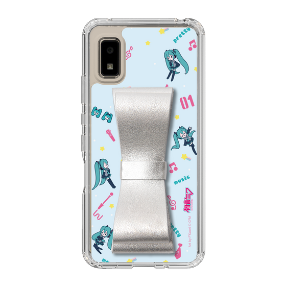 Slim Protection Case - STAND & RING RIBBON Silver［ HATSUNE MIKU - Ribbon - Instrumental - Blue ］