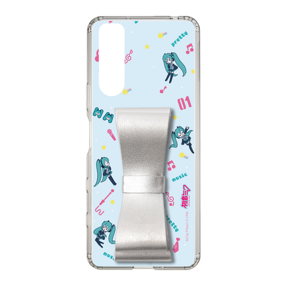 Slim Protection Case - STAND & RING RIBBON Silver［ HATSUNE MIKU - Ribbon - Instrumental - Blue ］