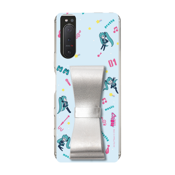 Slim Protection Case - STAND & RING RIBBON Silver［ HATSUNE MIKU - Ribbon - Instrumental - Blue ］