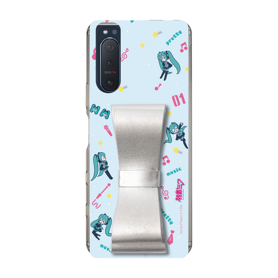 Slim Protection Case - STAND & RING RIBBON Silver［ HATSUNE MIKU - Ribbon - Instrumental - Blue ］