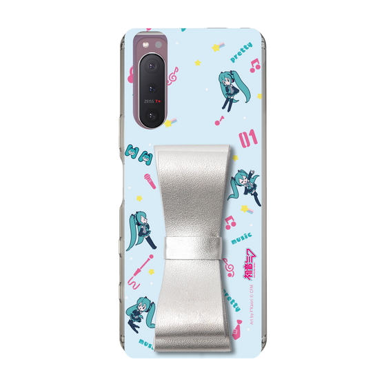 Slim Protection Case - STAND & RING RIBBON Silver［ HATSUNE MIKU - Ribbon - Instrumental - Blue ］