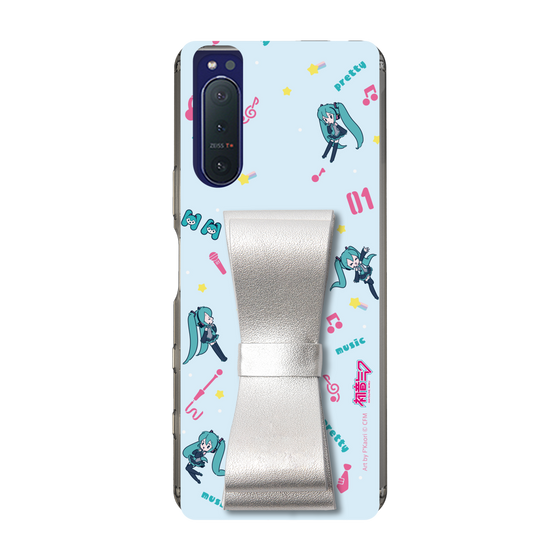 Slim Protection Case - STAND & RING RIBBON Silver［ HATSUNE MIKU - Ribbon - Instrumental - Blue ］