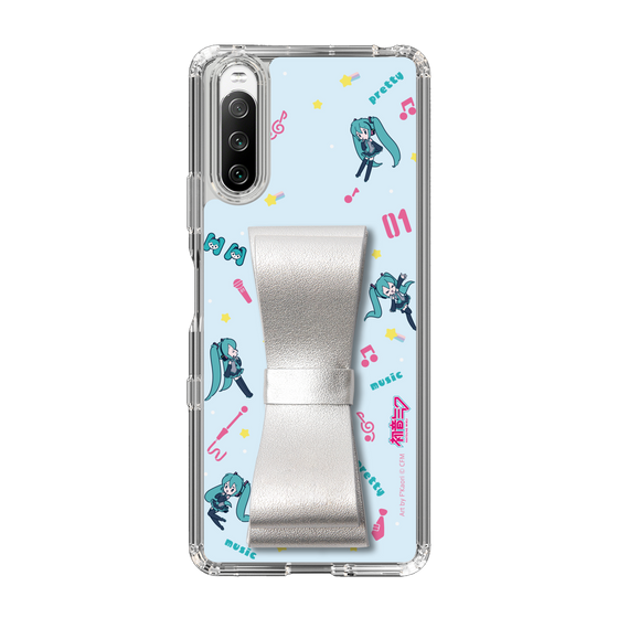 Slim Protection Case - STAND & RING RIBBON Silver［ HATSUNE MIKU - Ribbon - Instrumental - Blue ］