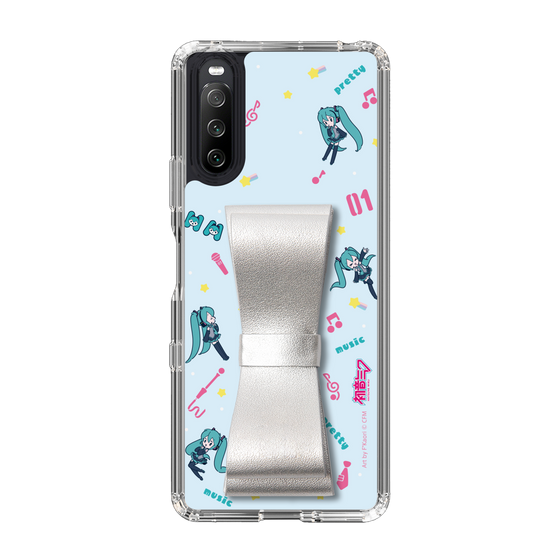 Slim Protection Case - STAND & RING RIBBON Silver［ HATSUNE MIKU - Ribbon - Instrumental - Blue ］