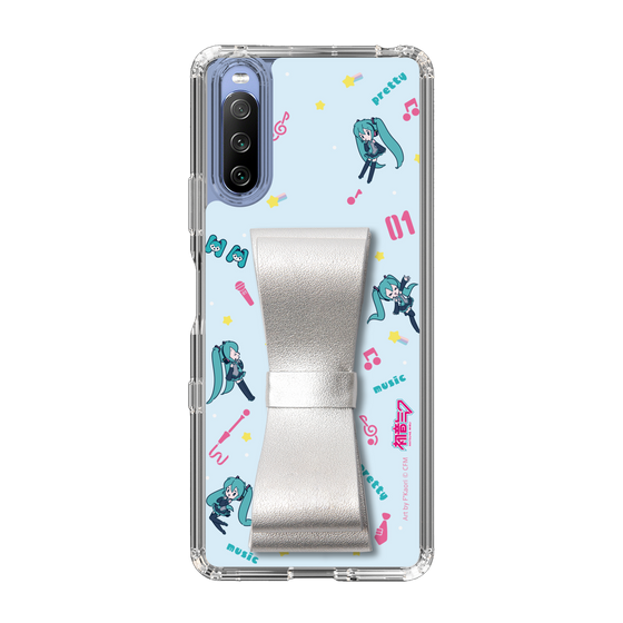 Slim Protection Case - STAND & RING RIBBON Silver［ HATSUNE MIKU - Ribbon - Instrumental - Blue ］
