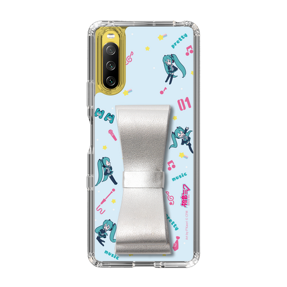 Slim Protection Case - STAND & RING RIBBON Silver［ HATSUNE MIKU - Ribbon - Instrumental - Blue ］