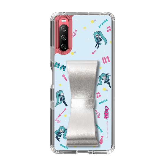 Slim Protection Case - STAND & RING RIBBON Silver［ HATSUNE MIKU - Ribbon - Instrumental - Blue ］
