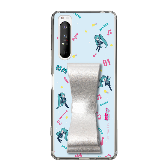 Slim Protection Case - STAND & RING RIBBON Silver［ HATSUNE MIKU - Ribbon - Instrumental - Blue ］