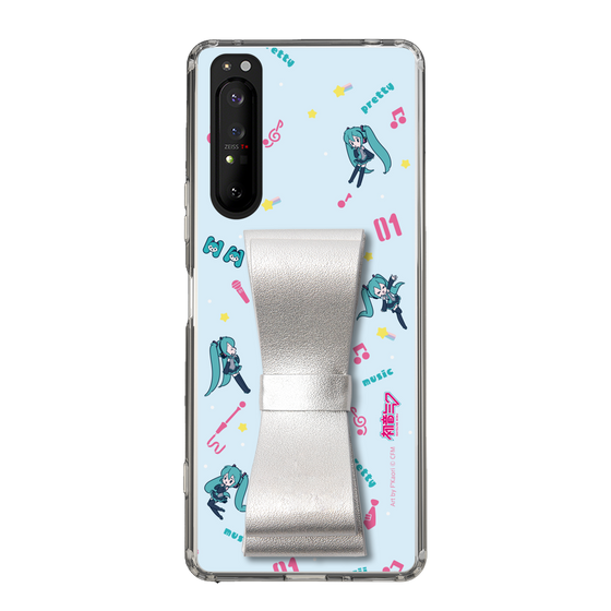 Slim Protection Case - STAND & RING RIBBON Silver［ HATSUNE MIKU - Ribbon - Instrumental - Blue ］