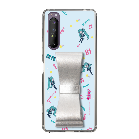 Slim Protection Case - STAND & RING RIBBON Silver［ HATSUNE MIKU - Ribbon - Instrumental - Blue ］