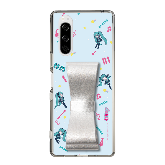 Slim Protection Case - STAND & RING RIBBON Silver［ HATSUNE MIKU - Ribbon - Instrumental - Blue ］