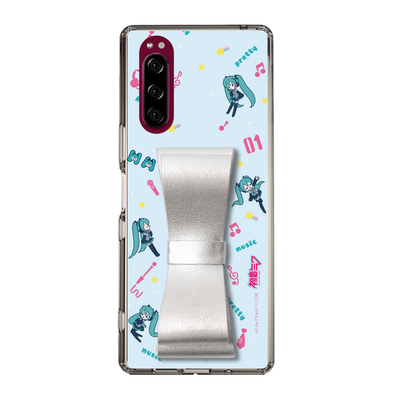 Slim Protection Case - STAND & RING RIBBON Silver［ HATSUNE MIKU - Ribbon - Instrumental - Blue ］