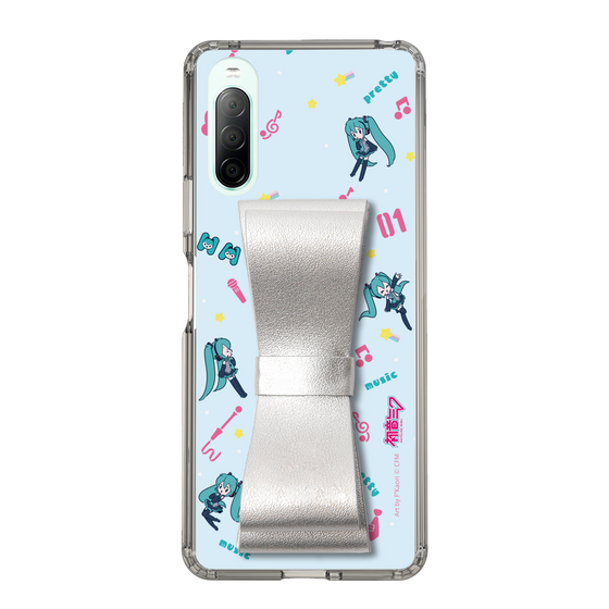 Slim Protection Case - STAND & RING RIBBON Silver［ HATSUNE MIKU - Ribbon - Instrumental - Blue ］